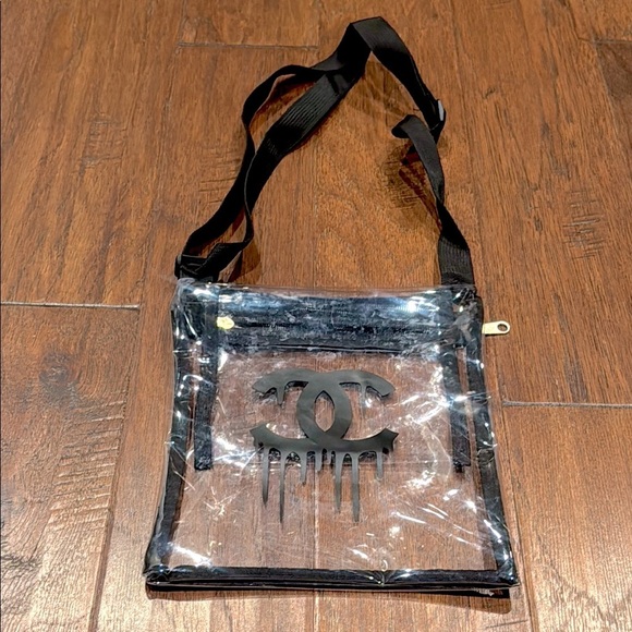 Handmade Clear Shoulder / Crossbody Bag with Black Logo - Picture 2 of 3